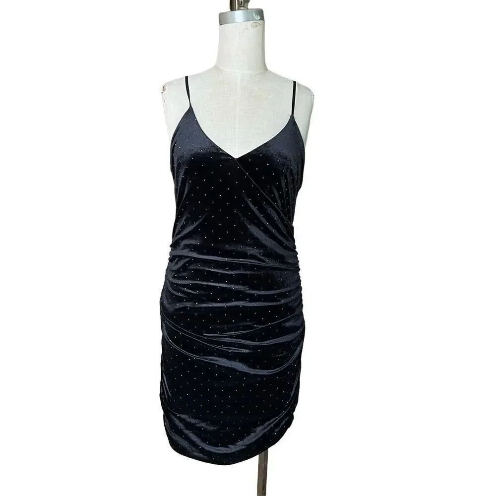 NWOT Ruched VelvetโY2K dress with Rainbow Embellishments - Size L